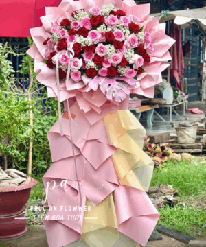 kệ hoa khai trương hoa hồng đỏ hoa hồng hồng sang trọng chúc mừng khai trương phát đạt tài lộc may mắn – Hoa Tươi Phúc An