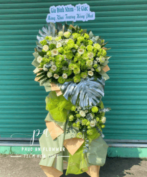 kệ hoa khai trương tông xanh sang trọng hoa hồng xanh hoa cúc trắng hiện đại chúc mừng khai trương phát đạt – Hoa Tươi Phúc An