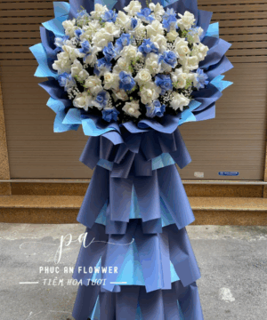 kệ hoa khai trương hoa hồng xanh hoa hồng trắng sang trọng hiện đại chúc mừng khai trương phát đạt – Hoa Tươi Phúc An