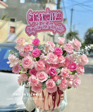 giỏ hoa sinh nhật màu hồng đẹp, giỏ hoa hồng phấn lãng mạn, giỏ hoa cẩm chướng hồng sang trọng, giỏ hoa tươi pastel cao cấp, giỏ hoa chúc mừng nhẹ nhàng, giỏ hoa tông hồng ngọt ngào, giỏ hoa tươi đẹp tinh tế, giỏ hoa sinh nhật sang trọng