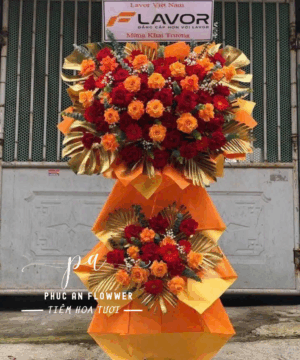 kệ hoa chúc mừng 2 tâng tông sáng - Hoa Tươi Phúc An