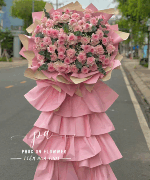 kệ hoa khai trương hoa hồng hồng sang trọng nhẹ nhàng chúc mừng khai trương may mắn phát đạt – Hoa Tươi Phúc An