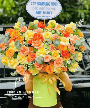 Giỏ hoa 8/3 cao cấp thiết kế hiện đại – Hoa Tươi Phúc An