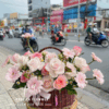 giỏ hoa hồng pastel đẹp, giỏ hoa tông hồng dịu dàng, giỏ hoa sinh nhật lãng mạn, giỏ hoa hồng pastel tinh tế, giỏ hoa tươi phong cách nhẹ nhàng, giỏ hoa tặng người thương, giỏ hoa hồng hồng ngọt ngào