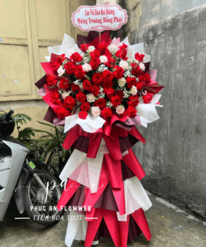 kệ hoa chúc mừng hoa hồng đỏ hồng kem sang trọng nổi bật chúc mừng khai trương thành công phát đạt may mắn – Hoa Tươi Phúc An