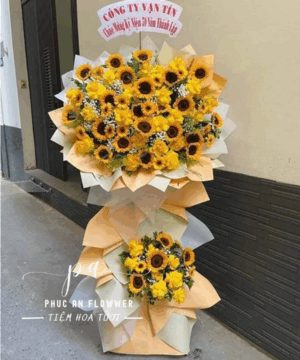 kệ hoa khai trương hoa hướng dương vàng sang trọng chúc mừng khai trương phát đạt thịnh vượng nổi bật – Hoa Tươi Phúc An