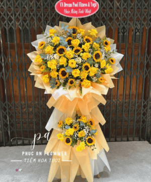 kệ hoa chúc mừng hoa hướng dương hoa hồng vàng sang trọng rực rỡ chúc mừng sinh nhật khai trương thành công phát triển thịnh vượng – Hoa Tươi Phúc An