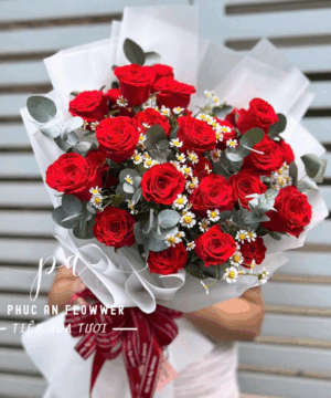 Bó hoa hồng đỏ sang trọng, hoa hồng đỏ nhung, bó hoa sinh nhật đẹp, hoa tặng người yêu, hoa kỷ niệm lãng mạn, hoa chúc mừng cao cấp