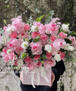 Giỏ hoa 8/3 cao cấp thiết kế hiện đại – Hoa Tươi Phúc An