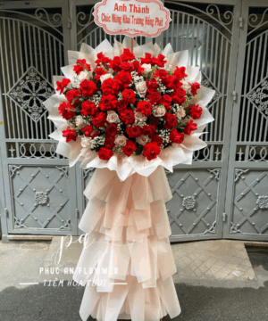 kệ hoa chúc mừng hoa hồng đỏ hồng kem sang trọng nổi bật chúc mừng khai trương hồng phát thành công thịnh vượng – Hoa Tươi Phúc An
