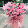 Bó hoa hồng hồng pastel sang trọng, thiết kế tròn đầy ngọt ngào phù hợp tặng sinh nhật, kỷ niệm và dịp đặc biệt